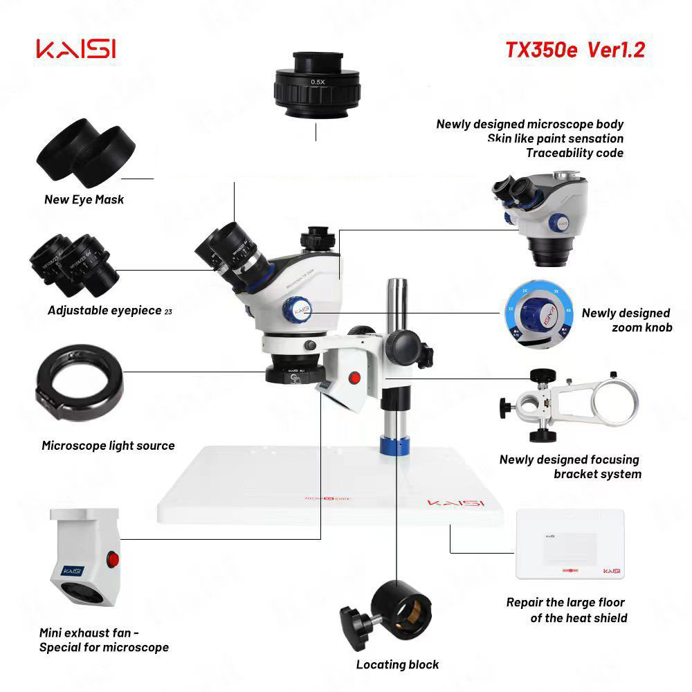 KAISI TX-350E 7-50X Continuous Zoom Microscope