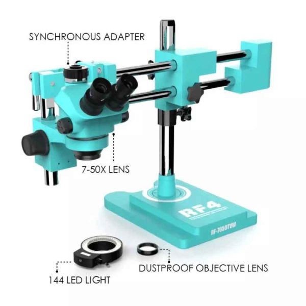 RF4 RF7050-TVW Trinocular Stereo Microscope With Boom Stand