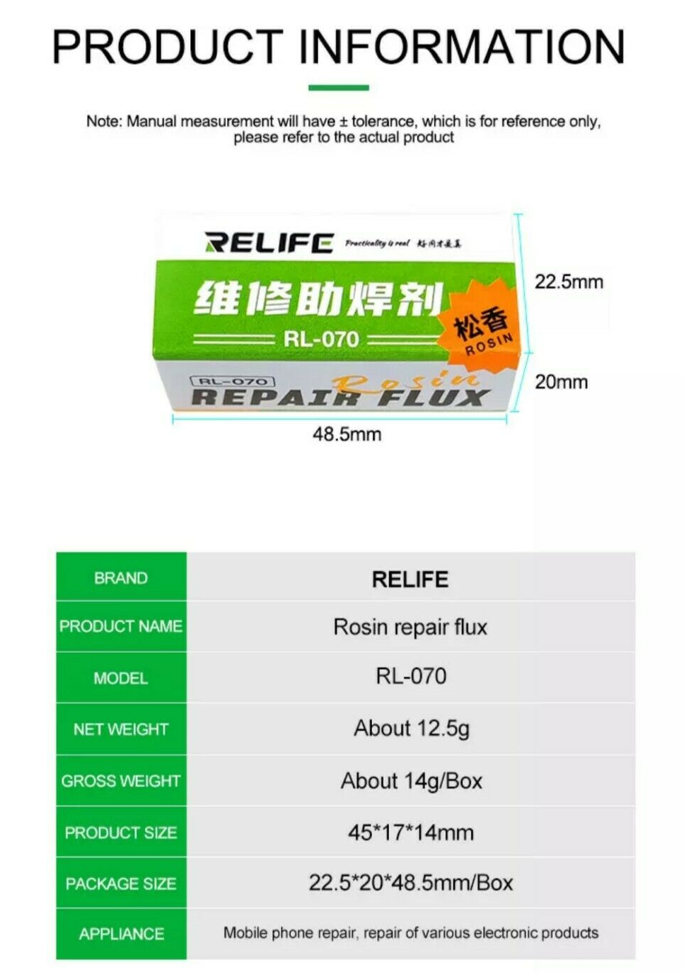 Relife RL-070 Rosin Flux/ Bit Cleaner