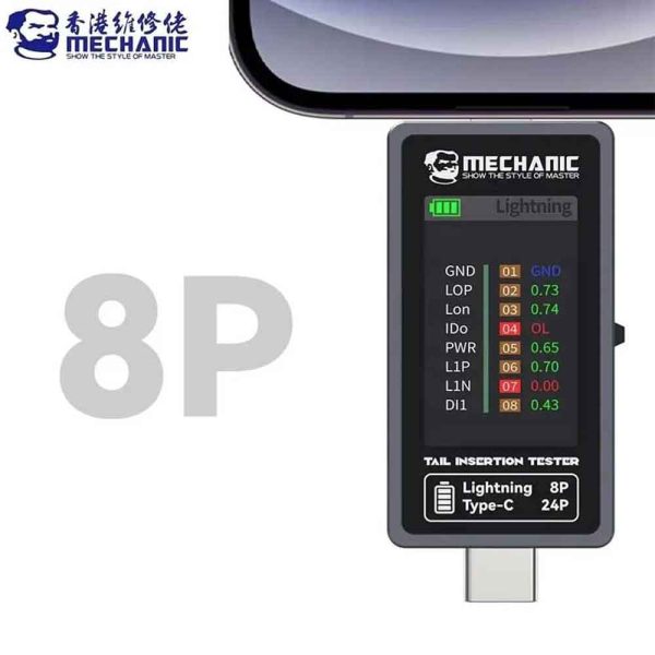 Mechanic T-824 Type-C To Lightning High Precision Digital Display Tail Insertion Tester