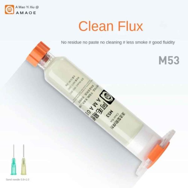 AMAOE M53 Clean Solder Flux 10cc Syringe Soldering Paste Welding Flux Oil With 2 Needles